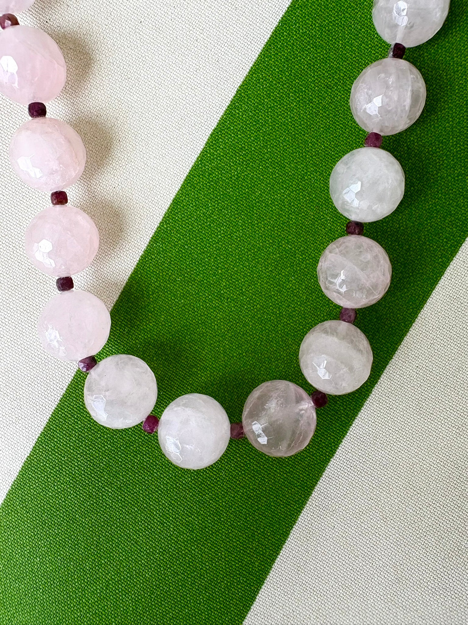 Rose Quartz + Ruby Necklace